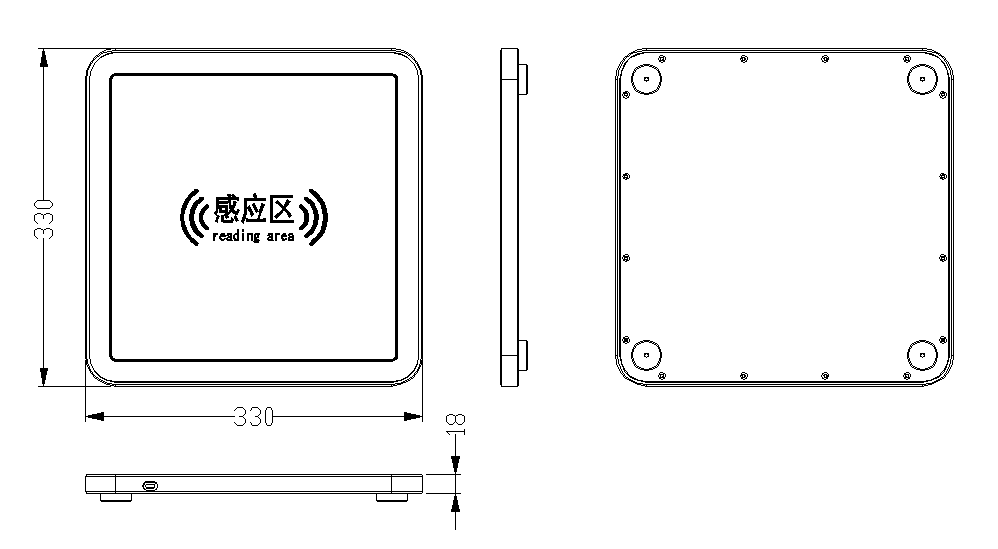 RFID馆员工作站结构尺寸图