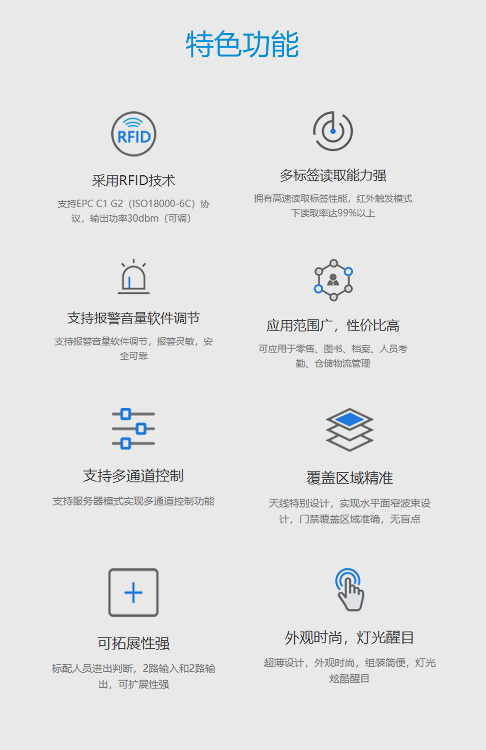 BRC-04G 超高频RFID透明门禁系统 零售业RFID通道门禁